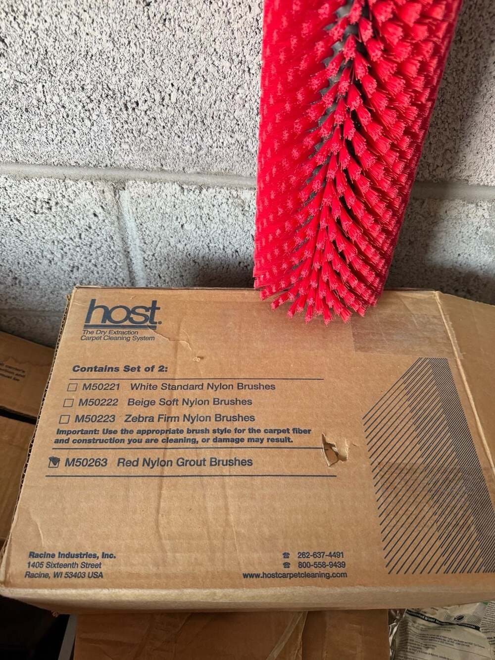 Host M50263 Red Nylon Grout Brushes (Set of 2)